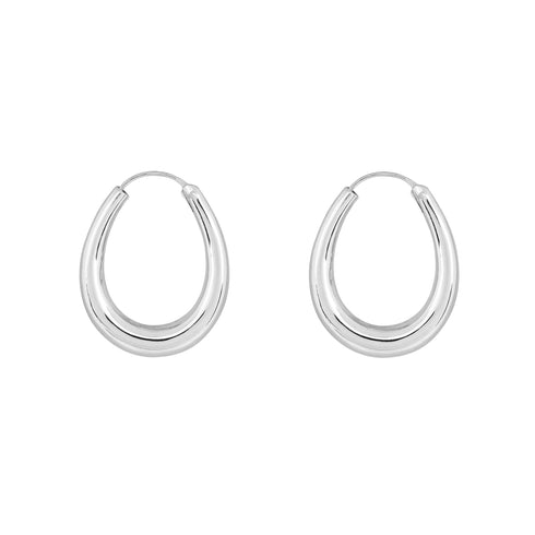 OVAL HOOP EARRINGS SILVER